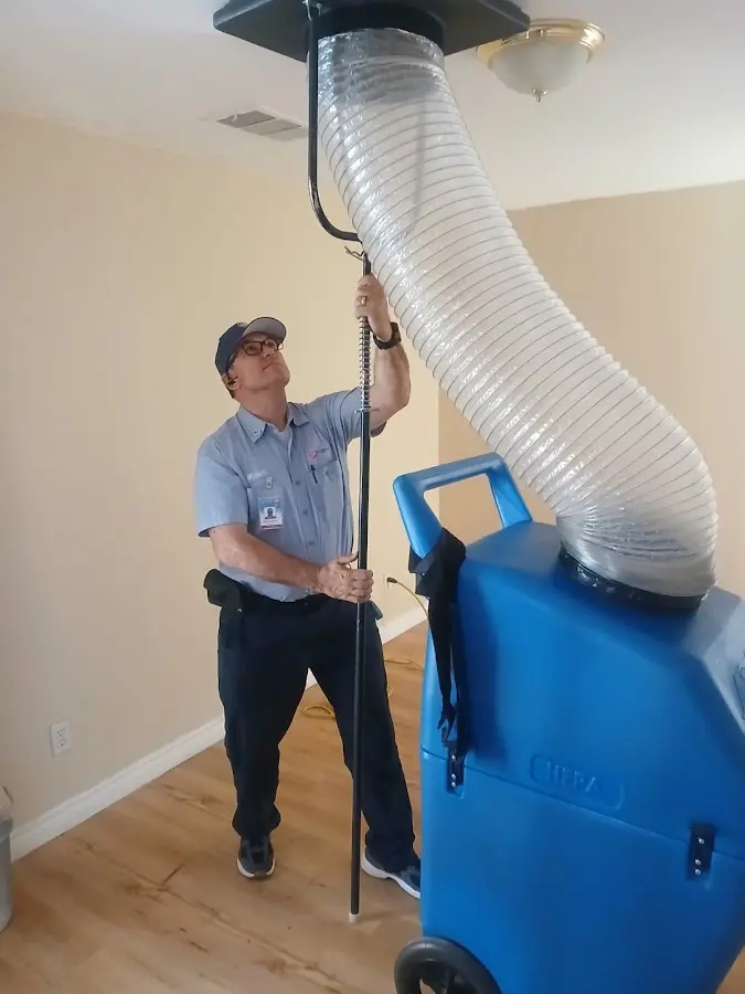 Mini Split Installation technician using HEPA equipment in Rowlett